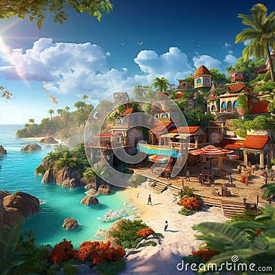 Crescent Cove: An Idyllic Seaside Hideaway Stock Photo