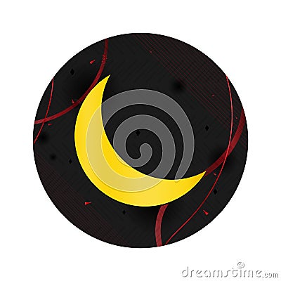 Crescent half moon icon elegant black round button Vector Illustration