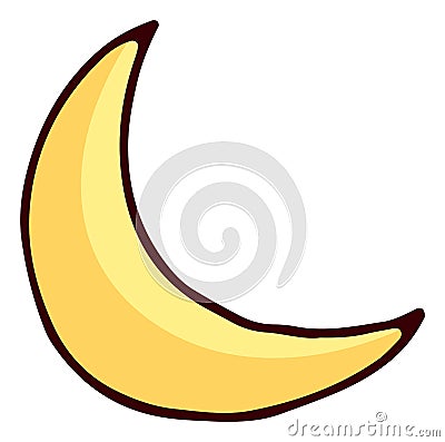 Crescent icon. Cute moon symbol. Night light sign Vector Illustration