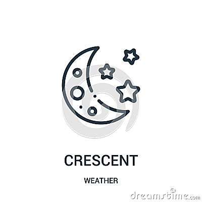 crescent icon vector from weather collection. Thin line crescent outline icon vector illustration Vector Illustration