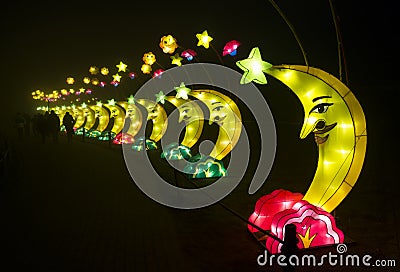 Crescent made from paper and lights Editorial Stock Photo