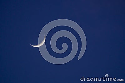 Crescent Moon clear sky Stock Photo