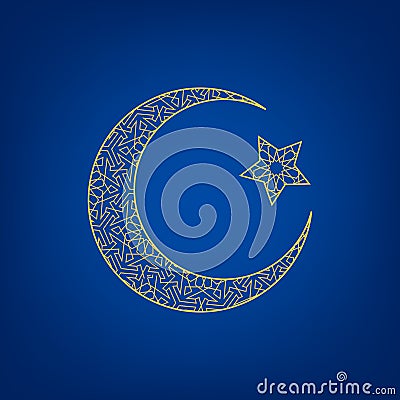 Crescent moon and star Vector Illustration