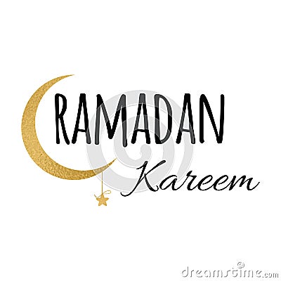 Crescent moon and star for Holy Month of Muslim Community, Ramadan Kareem design element Vector Illustration