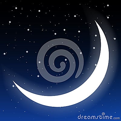 Crescent moon and stars Vector Illustration