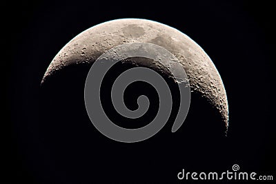 Crescent Moon telescope Stock Photo