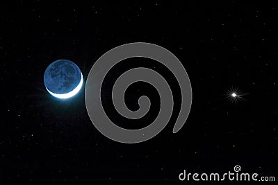 Crescent moon and Venus Stock Photo