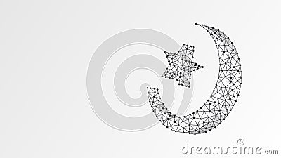 Crescent and star, Sacral symbol of Islam. Muslim religion, Arabic culture, ramadan sign concept. Abstract, digital Vector Illustration