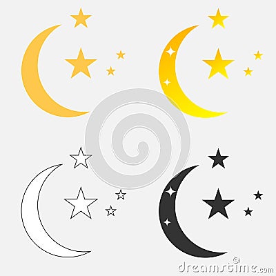 Crescent with the stars Vector Illustration