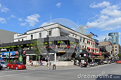 Crescent Street in Montreal Editorial Stock Photo