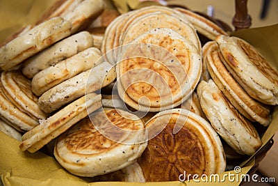 Crescentine tigelle with ham and lard typical products of Emilia Romagna Stock Photo