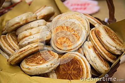 Crescentine tigelle with ham and lard typical products of Emilia Romagna Stock Photo
