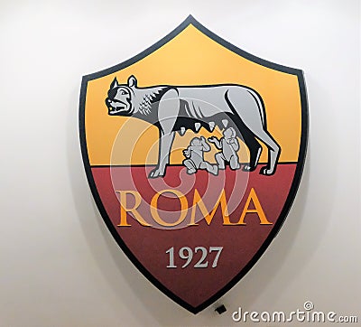 Crest of the AS Roma football team Editorial Stock Photo