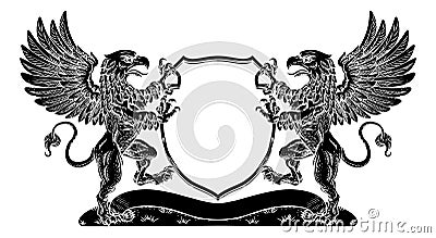 Coat of Arms Griffin Crest Griffon Family Shield Vector Illustration