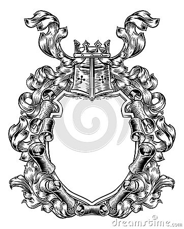 Crest Coat of Arms Royal Scroll Shield Vector Illustration