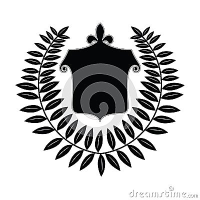 Crest with Laurel Leaf Vector Illustration