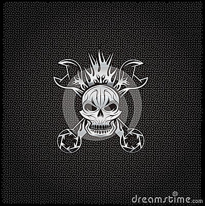 crest with skull,flame and spanners Vector Illustration