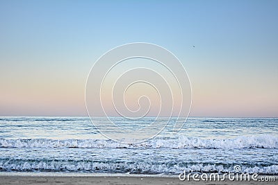 Crest of a wave in the Black Sea at sunset, selective focus. Sea waves background series images Stock Photo