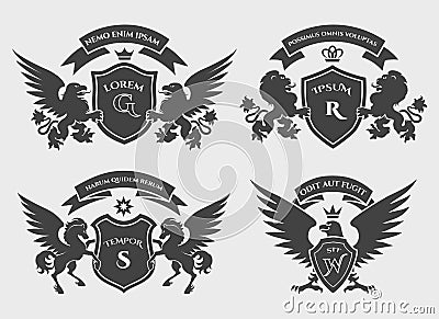 Crests logo set Vector Illustration