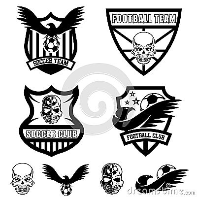 crests set with eagles and skulls Vector Illustration