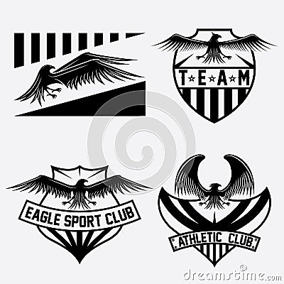 crests set with eagles vector design template Vector Illustration