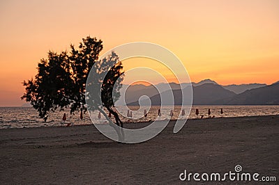 Crete clear sunset Stock Photo