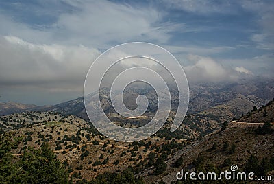 Crete. Clouds and mountains. Lefka Ori. Stock Photo