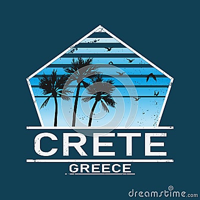 Crete. Cute isolated inscription Logo. Greek island. t-shirt design Vector Illustration