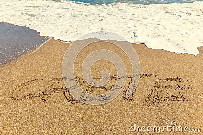 Crete inscription on the sand Stock Photo