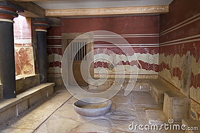 Crete Knossos throne room Stock Photo