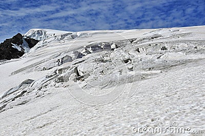 Crevasses on the Stockji glacier Stock Photo