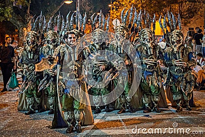 Crevillente Alicante Spain 10 7 2023:Moors and Christians festivals in Crevillente. Parade comemorating 15th century reconquista Editorial Stock Photo