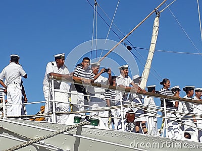 Crew on front deck Editorial Stock Photo