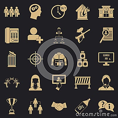 Crew icons set, simple style Vector Illustration