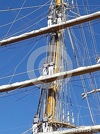 Crew on poles Editorial Stock Photo