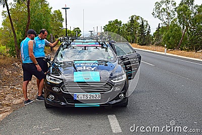 Team Sky Car And Crew Members La Vuelta EspaÃ±a Editorial Stock Photo