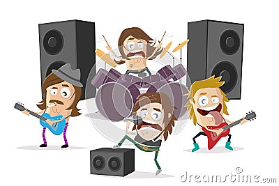 Cartoon illustration of a rock band Vector Illustration