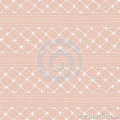 Crewel Embroidery Lace Needlework Vector Seamless Pattern. Hand Drawn Traditional Jacobean Sewing Stitches Print Vector Illustration