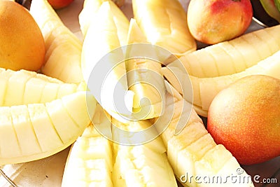 Fruits melon cutted and mango food healthful detail Sao Paulo Brazil Stock Photo