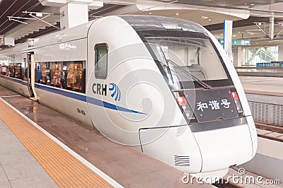 CRH fast train crh1 at station Editorial Stock Photo