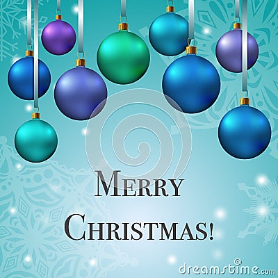 Crhistmas card with christmas tree toys ant text Stock Photo