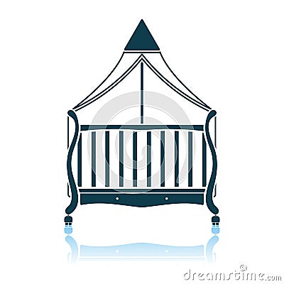Crib With Canopy Icon Vector Illustration