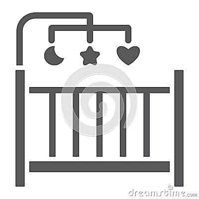 Crib glyph icon, home and child, cradle sign, vector graphics, a solid pattern on a white background. Vector Illustration