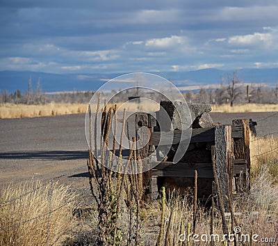 Crib for Uncovered Rocks in Oregon Stock Photo