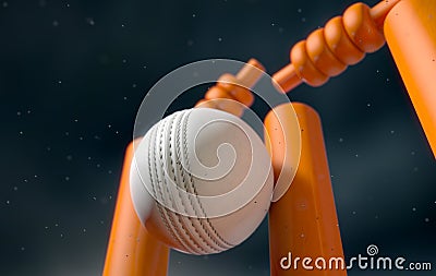 Cricket Ball Hitting Wickets Stock Photo