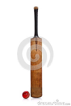 Cricket bat and ball Stock Photo