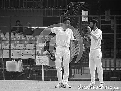 Cricket Black & white-Jaydev Unadkat Cricket Player. Editorial Stock Photo