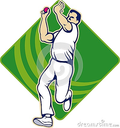 Cricket Bowler Bowling Ball Front Vector Illustration