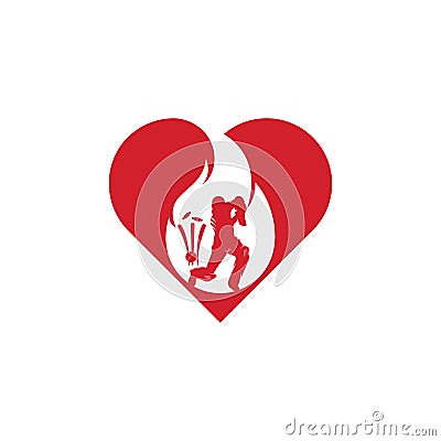 Cricket fire love logo icon. Vector Illustration