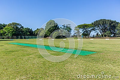 Cricket Pitch Wicket Carpet Outdoors Stock Photo